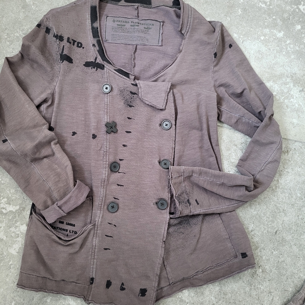 Gray Long Sleeve Shirt with Black Accents